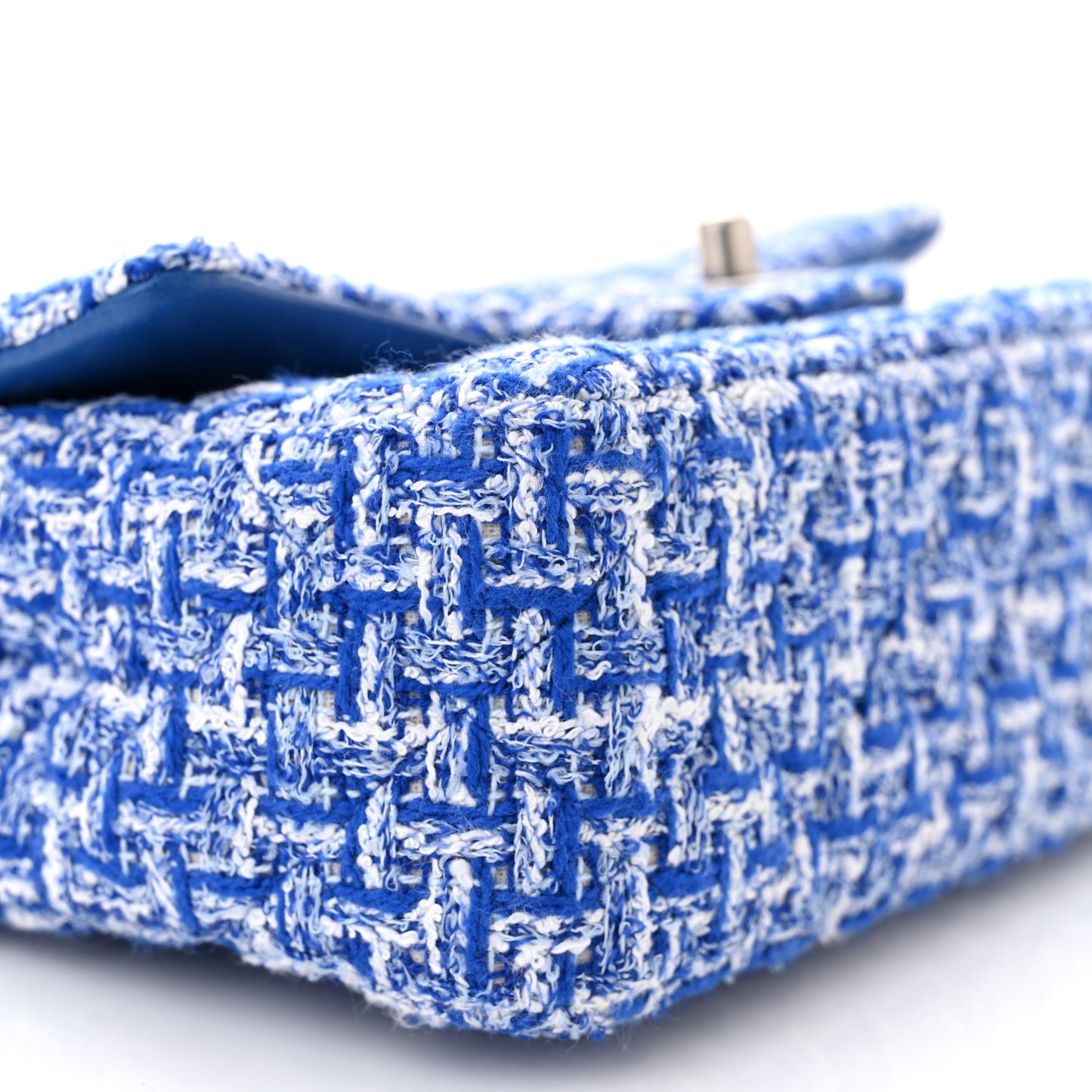 Tweed Quilted Mini Rectangular Flap Blue White
