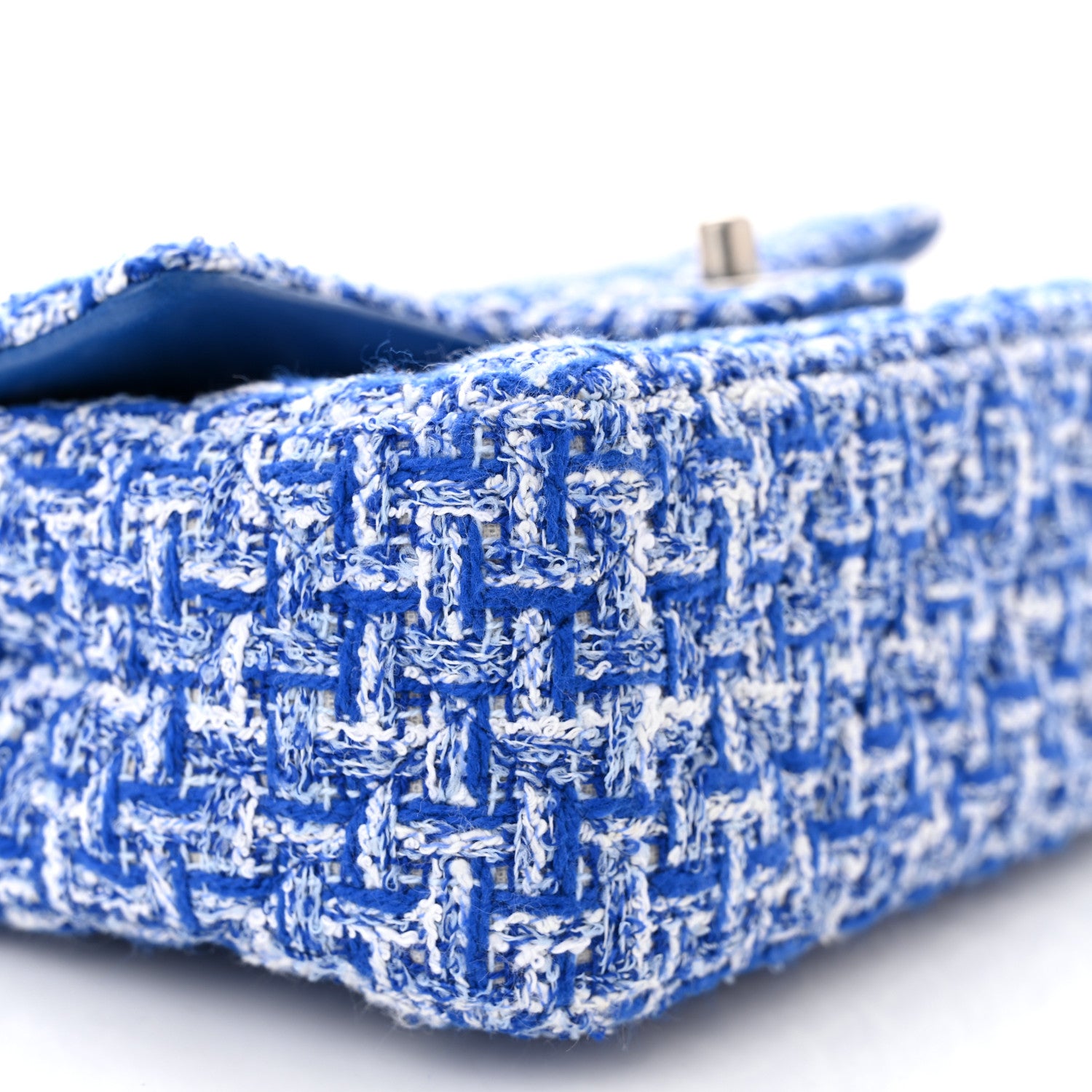 Chanel Tweed Quilted Mini Rectangular Flap Blue White 9 of 12