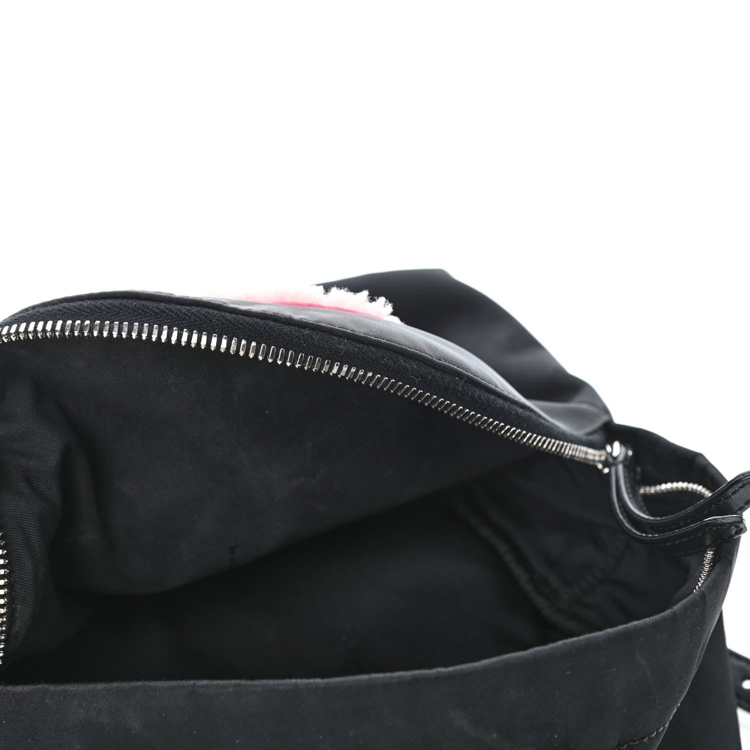 Fendi Nylon Shearling Vitello Dolce Lightbulb Mini Backpack Black Bubblegum 4 of 4