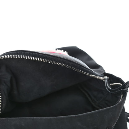 Fendi Nylon Shearling Vitello Dolce Lightbulb Mini Backpack Black Bubblegum 4 of 4
