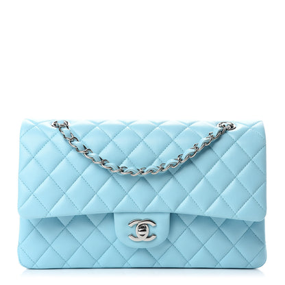 Chanel Lambskin Quilted Medium Double Flap Neon Blue 1 of 12