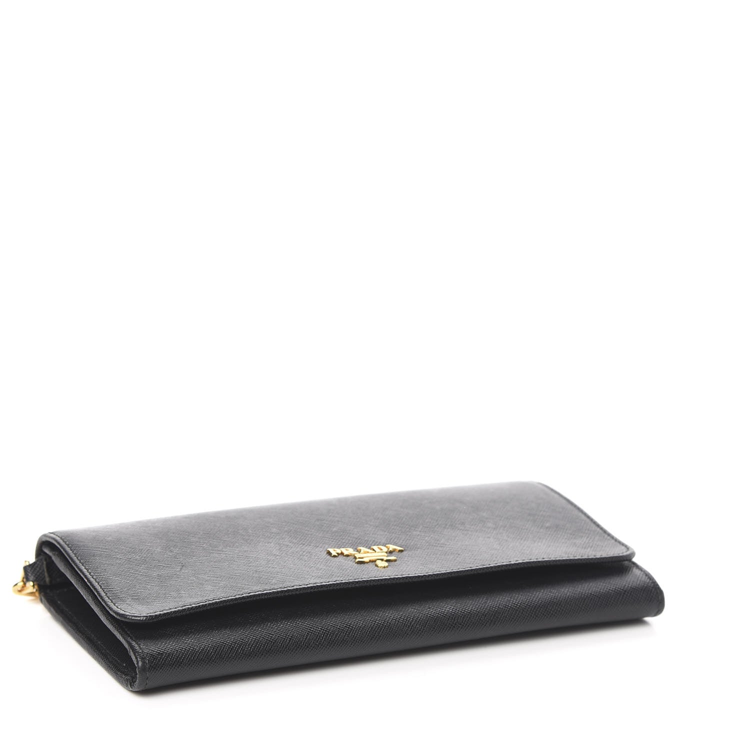 Prada Saffiano Metal Oro Chain Wallet Black 4 of 10