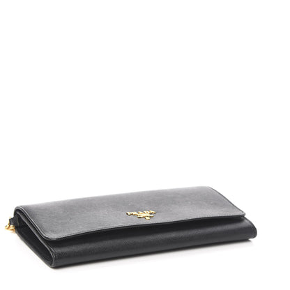 Prada Saffiano Metal Oro Chain Wallet Black 4 of 10