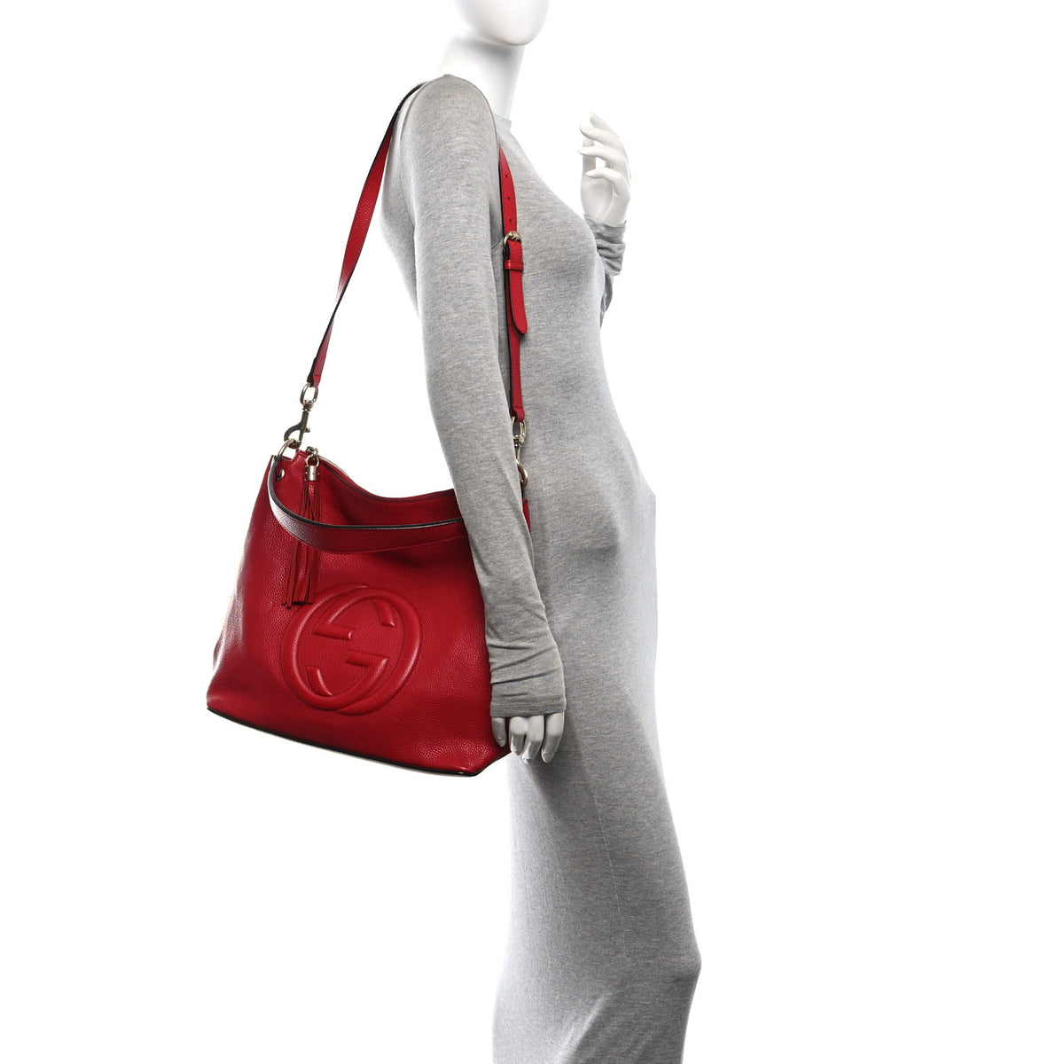 Pebbled Calfskin Large Soho Hobo Tabasco Red