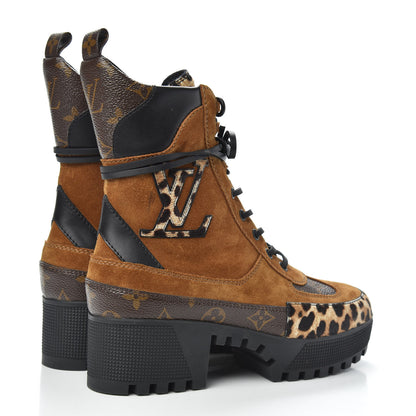 Louis Vuitton Suede Calfskin Monogram Laureate Platform Desert Boots 37.5 Cognac 4 of 7