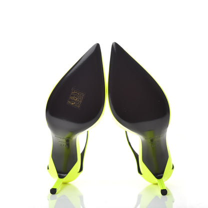 Saint Laurent Patent Anja 85 Ankle Strap Pointed Pumps 37.5 Fluo Yellow 6 of 10