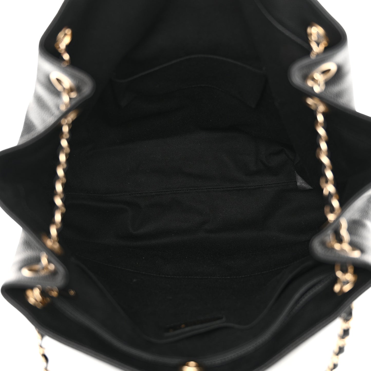 Crumpled Grained Calfskin Zip and Carry Shopping Tote Black