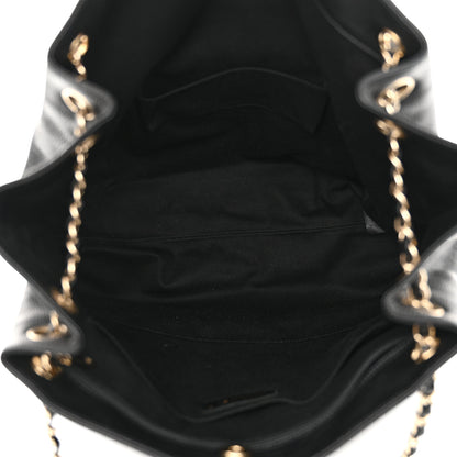 Chanel Crumpled Grained Calfskin Zip and Carry Shopping Tote Black 5 of 11