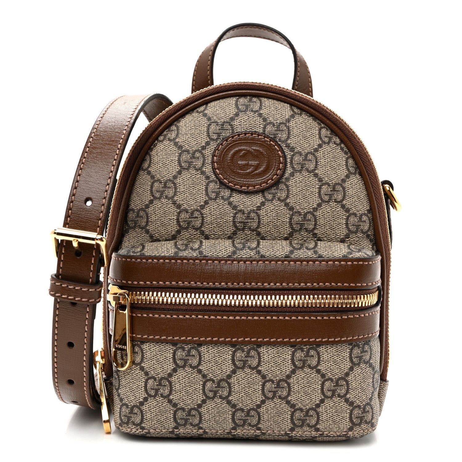 Gucci GG Supreme Monogram Azalea Calfskin Retro Interlocking G Multi-Function Bag Beige Ebony Brown Sugar 1 of 10