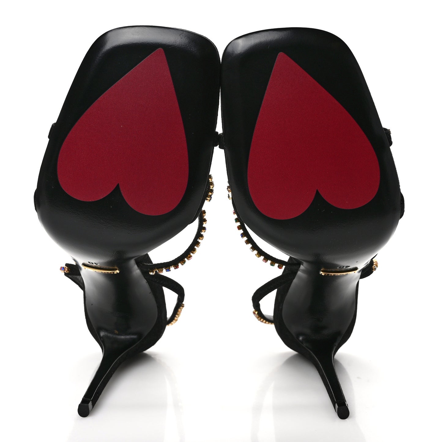 Kid Scamosciato Crystal Embellished Carmen High Heel Sandals 40 Black