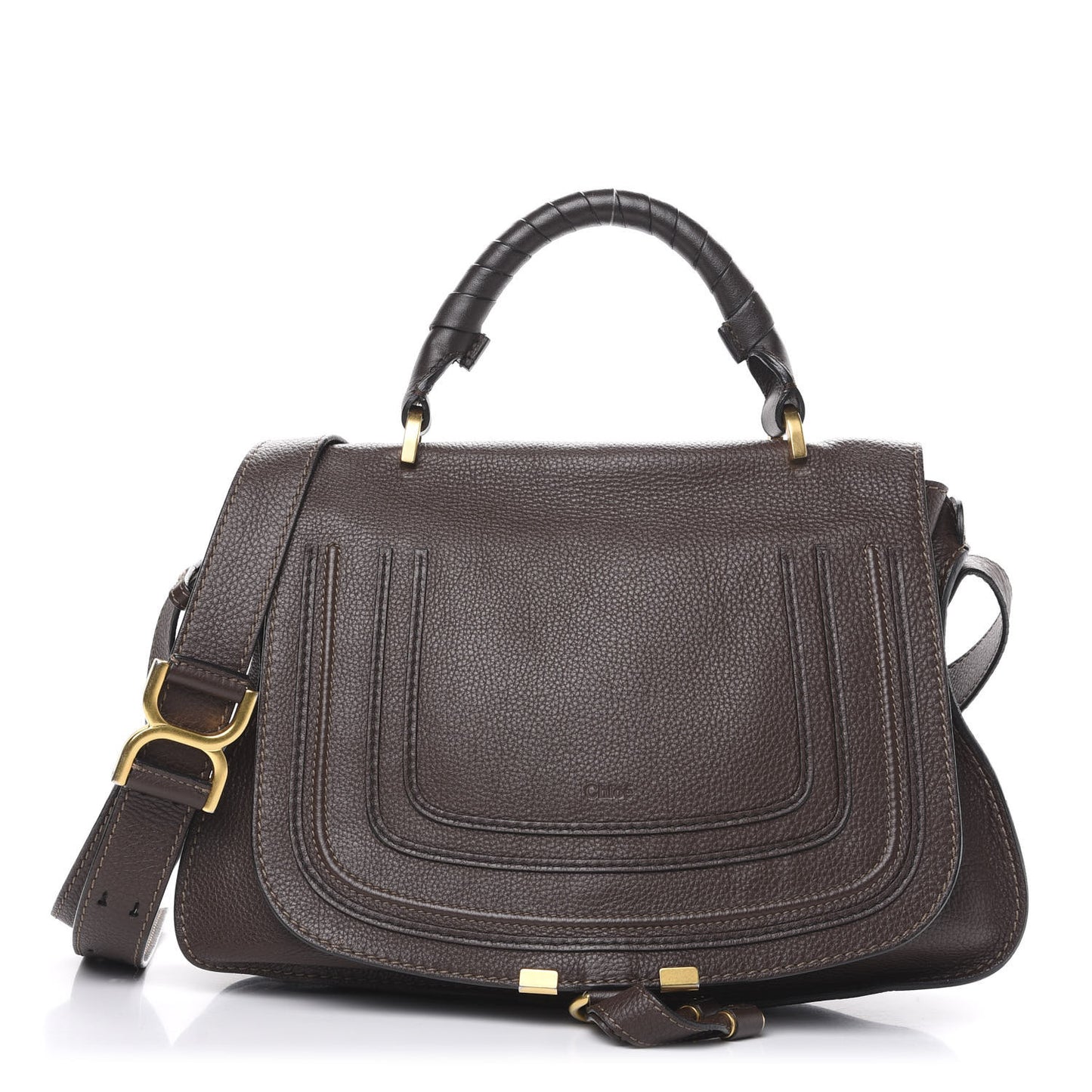 Calfskin Medium Marcie Top Handle Bag Truffle