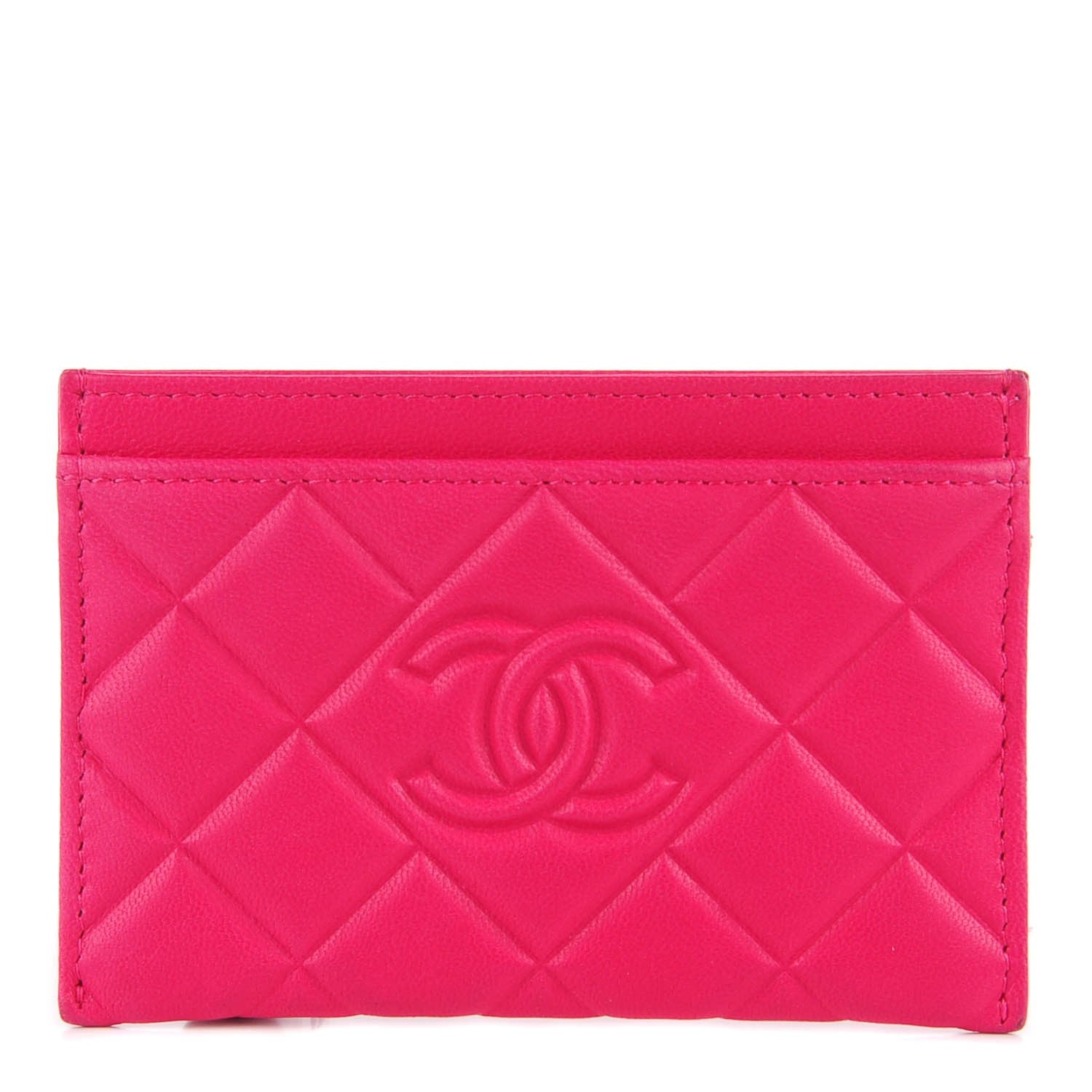 Chanel Lambskin Quilted Diamond CC Card Holder 1 of 8