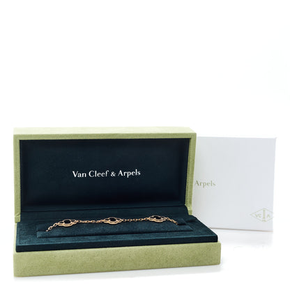 Van Cleef & Arpels VAN CLEEF &amp; ARPELS 18K Yellow Gold Black Onyx 5 Motifs Vintage Alhambra Bracelet 6 of 6