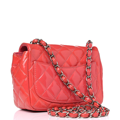 Chanel Patent Quilted Mini Square Flap Coral 2 of 8