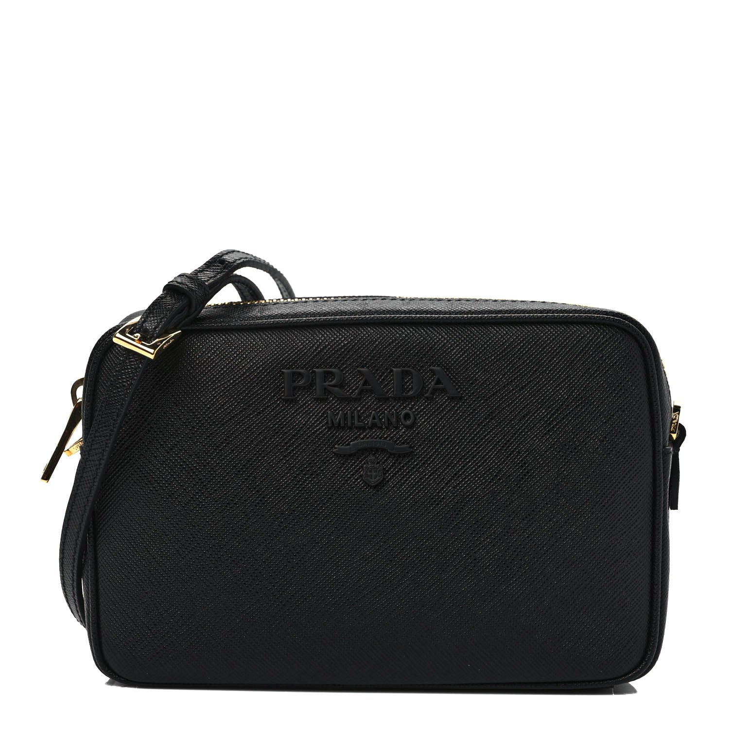 Prada Saffiano Mini Monochrome Camera Crossbody Bag Black 1 of 7