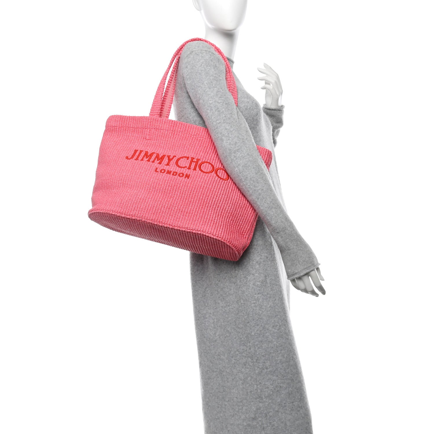 Jimmy Choo Raffia London Logo Beach Tote Pink 1708435 – FASHIONPHILE