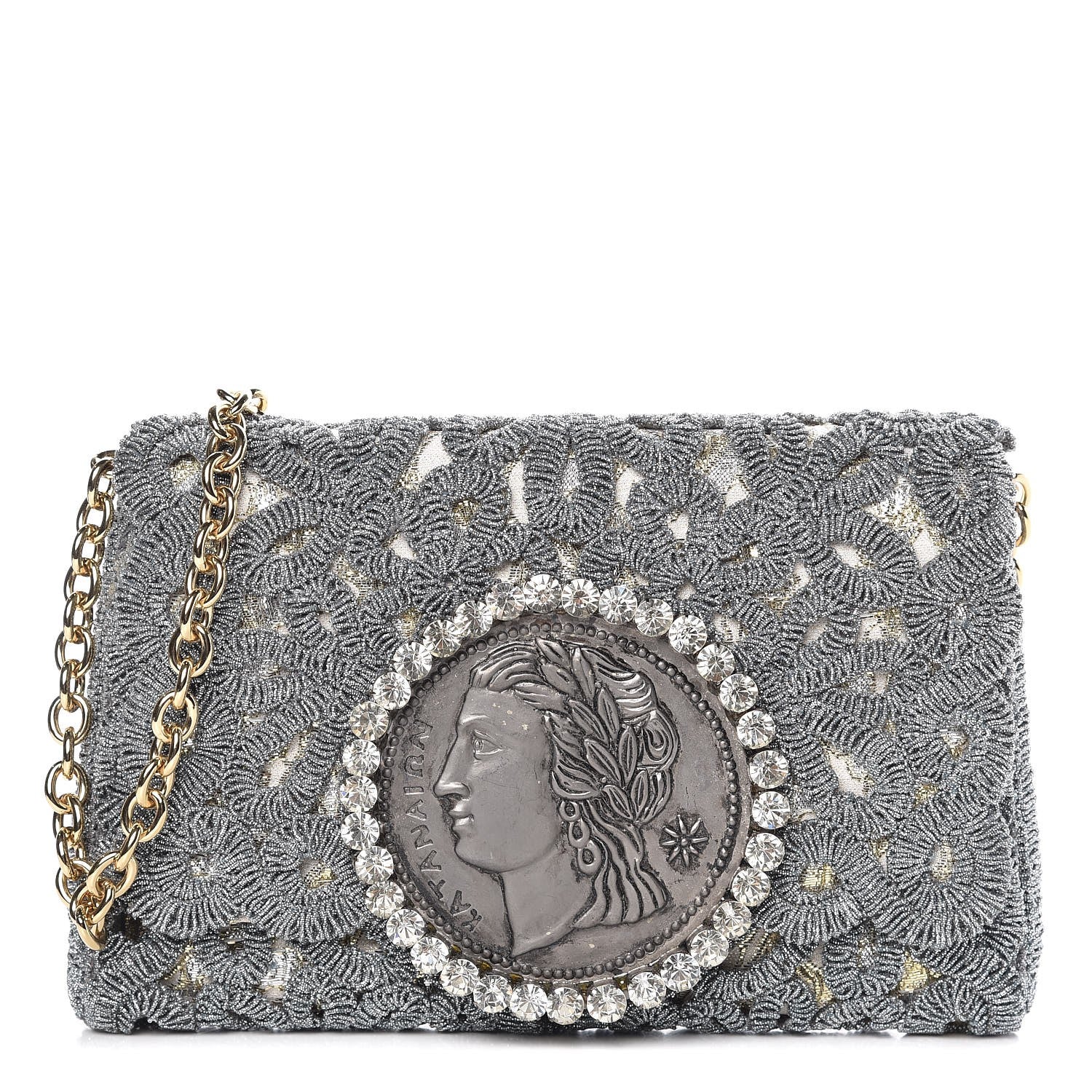 Dolce & Gabbana Jacquard Crochet Coin Bag Silver 1 of 6