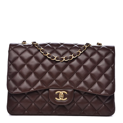 Chanel Lambskin Quilted Jumbo Single Flap Dark Brown 1 of 13