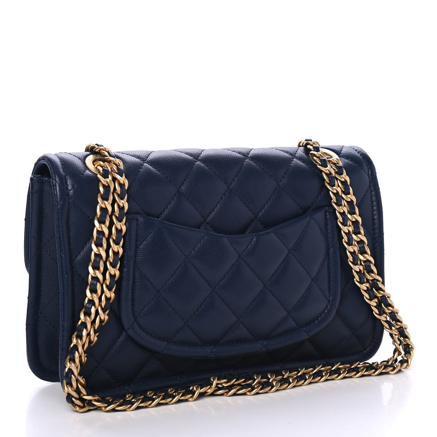 Caviar Quilted Medium Sweet Classic Flap Navy Blue