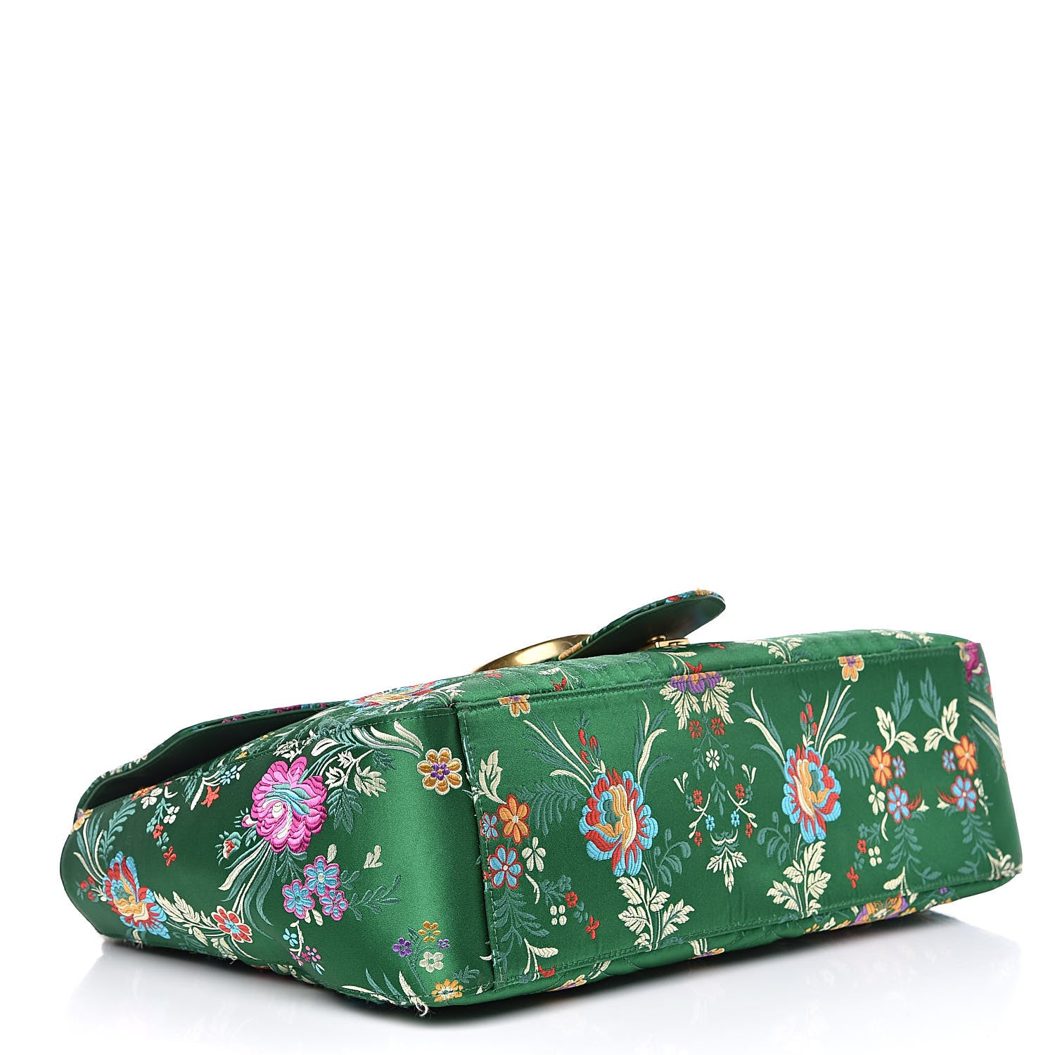 Gucci Jacquard Matelasse Floral Maxi GG Marmont Top Handle Shoulder Bag Green Multicolor 4 of 19