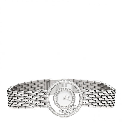 Chopard 18K White Gold Diamond Pave Bezel 25mm Happy Diamonds Icons Quartz Watch 2 of 4