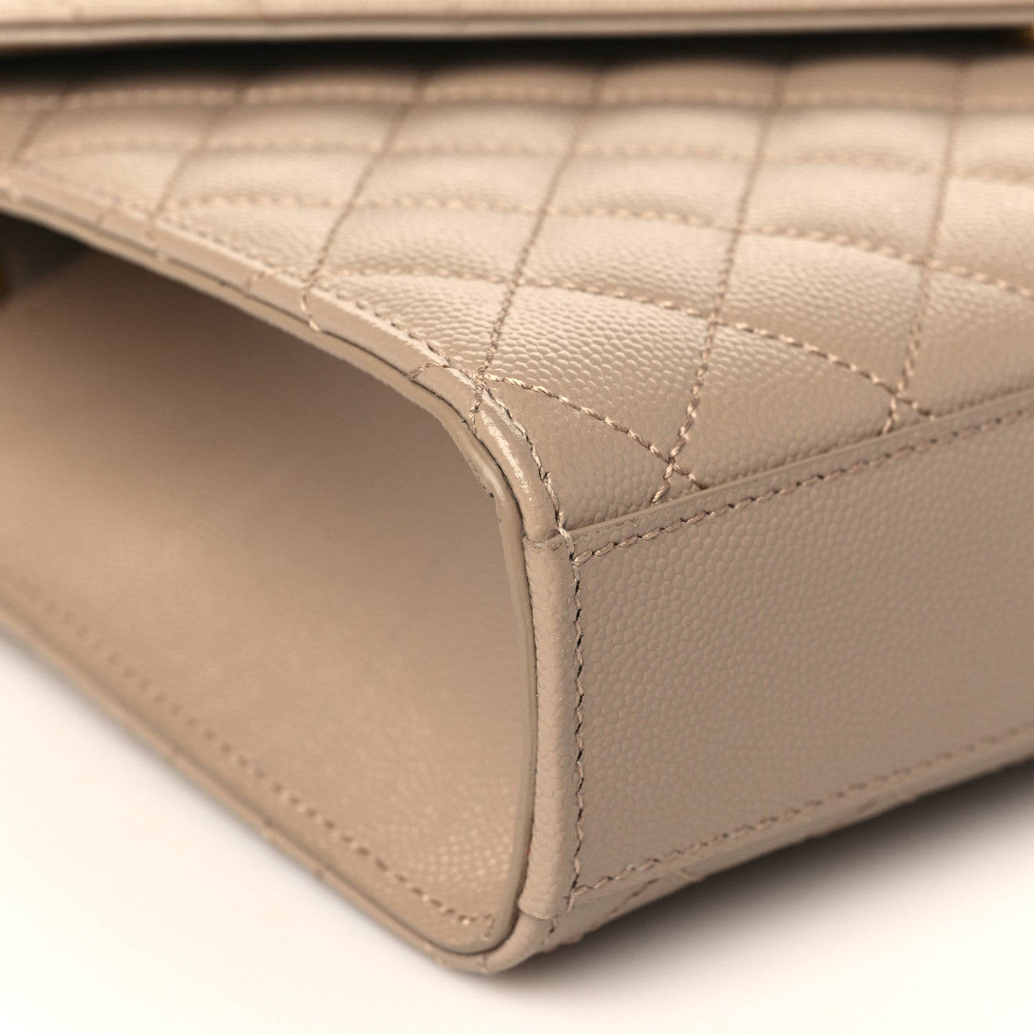 Saint Laurent Grain De Poudre Textured Mixed Matelasse Medium Triquilt Monogram Satchel Dark Beige 8 of 9