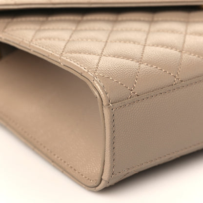 Saint Laurent Grain De Poudre Textured Mixed Matelasse Medium Triquilt Monogram Satchel Dark Beige 8 of 9