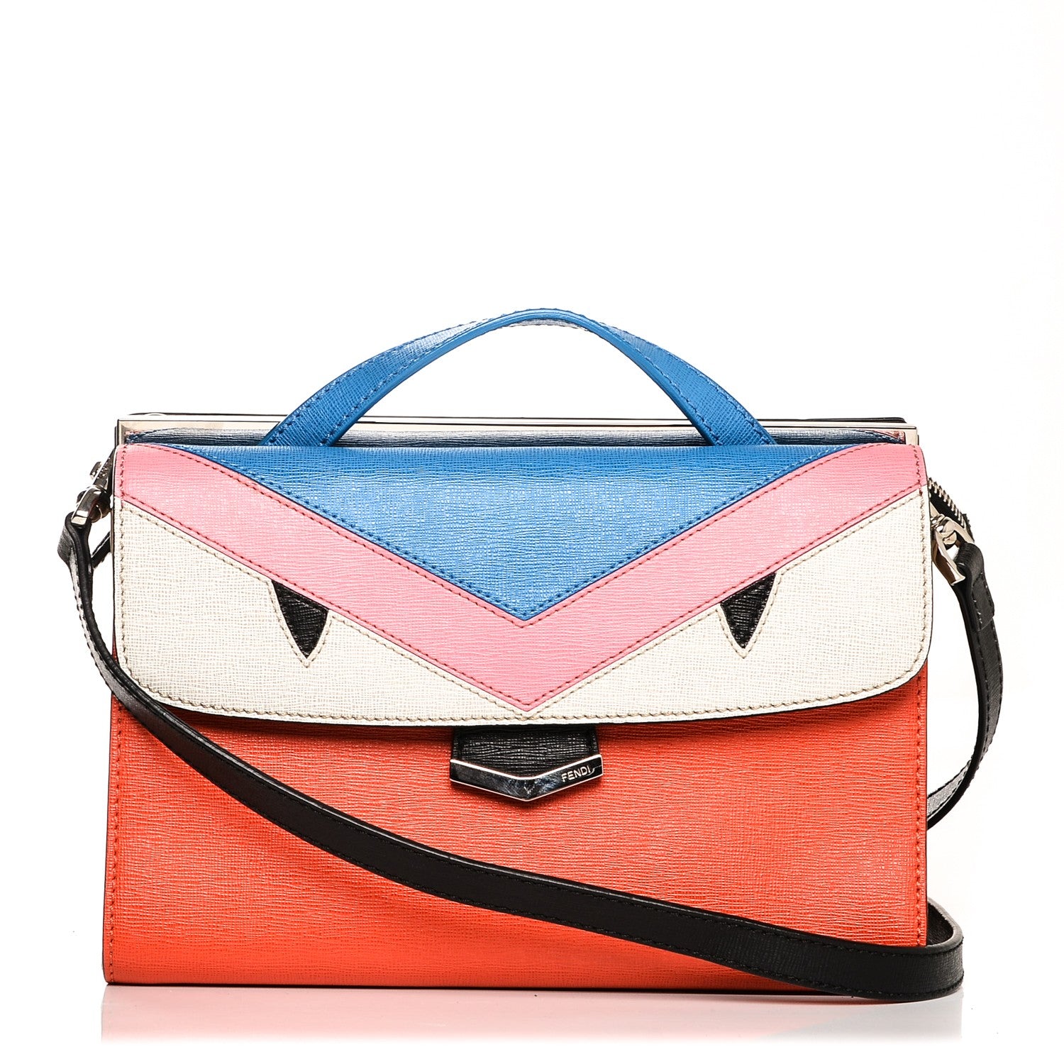 Fendi Vitello Elite Monster Mini Demi Jour Shoulder Bag Papavero Royal Blue Multicolor 1 of 7