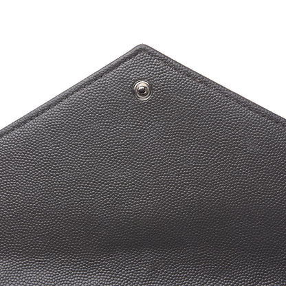 Saint Laurent Grain De Poudre Matelasse Chevron Monogram Chain Wallet Fog 6 of 12