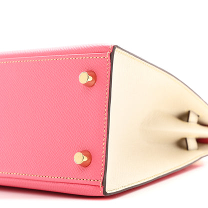 Hermes Epsom Bi-Color Horseshoe Kelly Sellier 25 Rose Azalee Craie 10 of 13