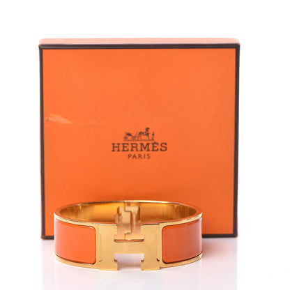 Hermes Enamel Wide Clic Clac H Bracelet GM Orange 5 of 5
