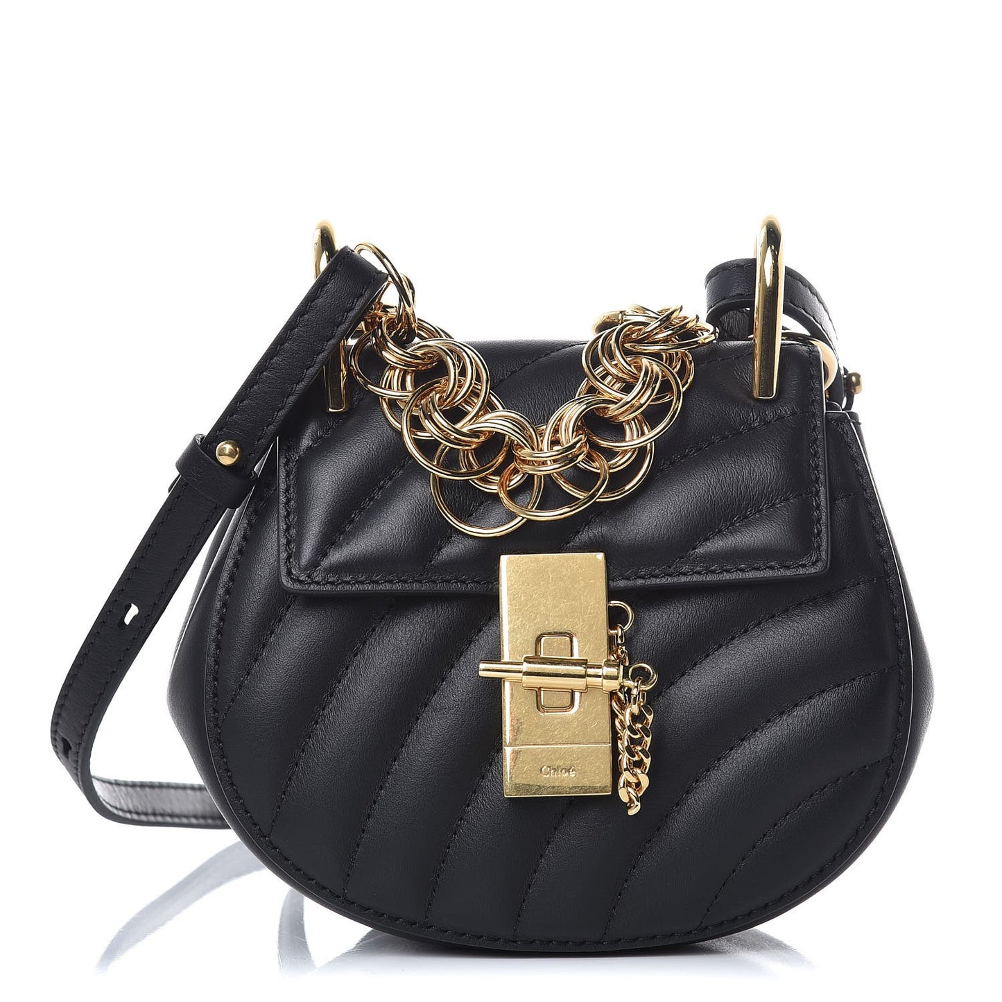 Calfskin Quilted Nano Drew Bijou Shoulder Bag Black
