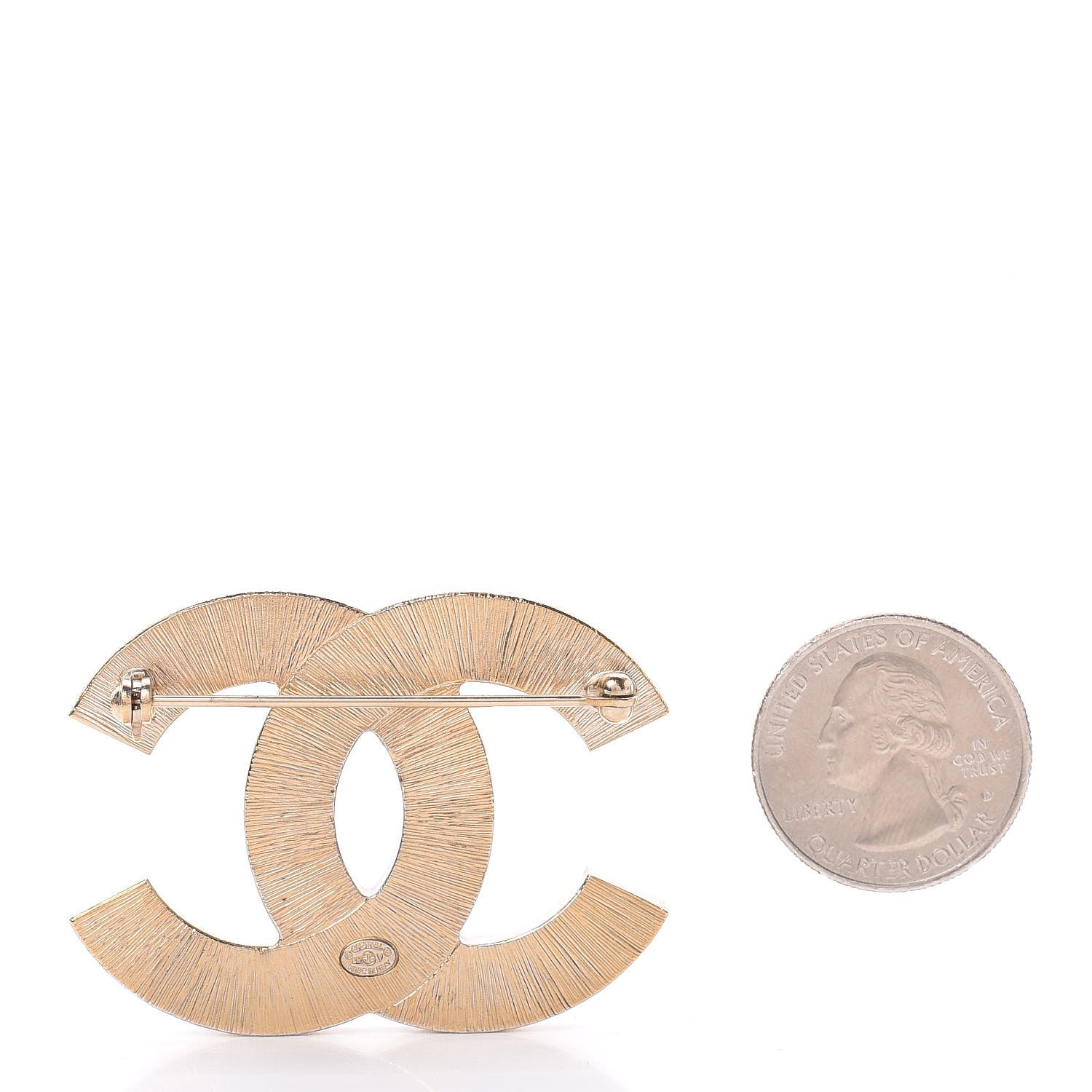 Chanel Metal Quilted CC Brooch Silver Gold 2 of 4