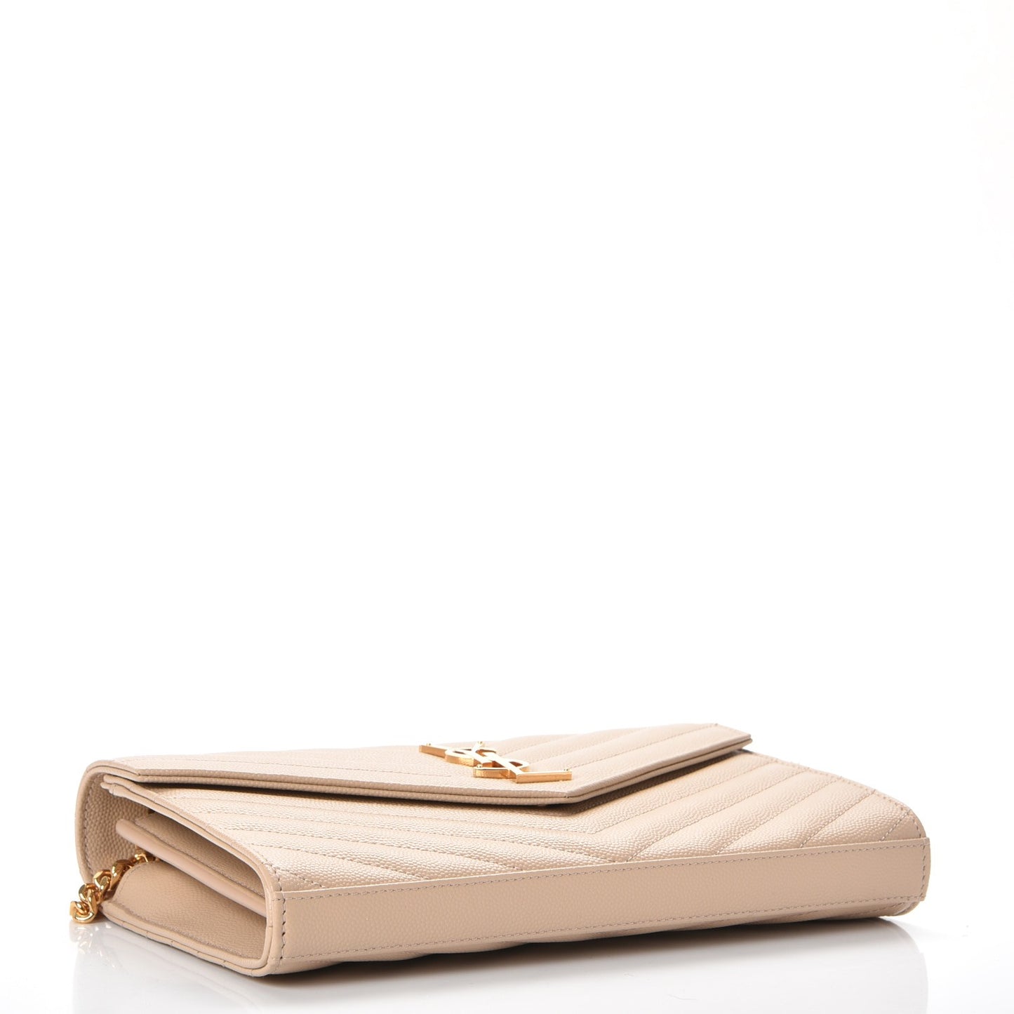 Grain De Poudre Matelasse Chevron Monogram Chain Wallet Nude Powder