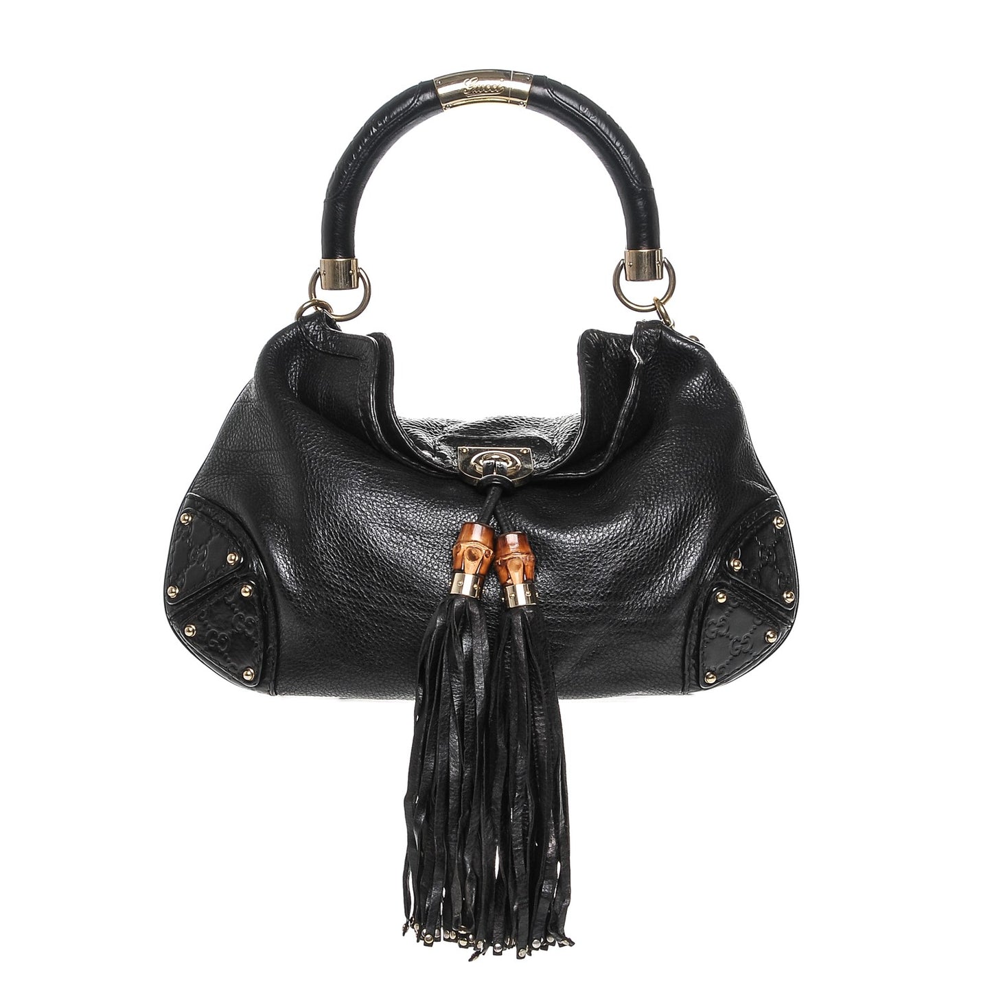 Calfskin Medium Indy Top Handle Hobo Black