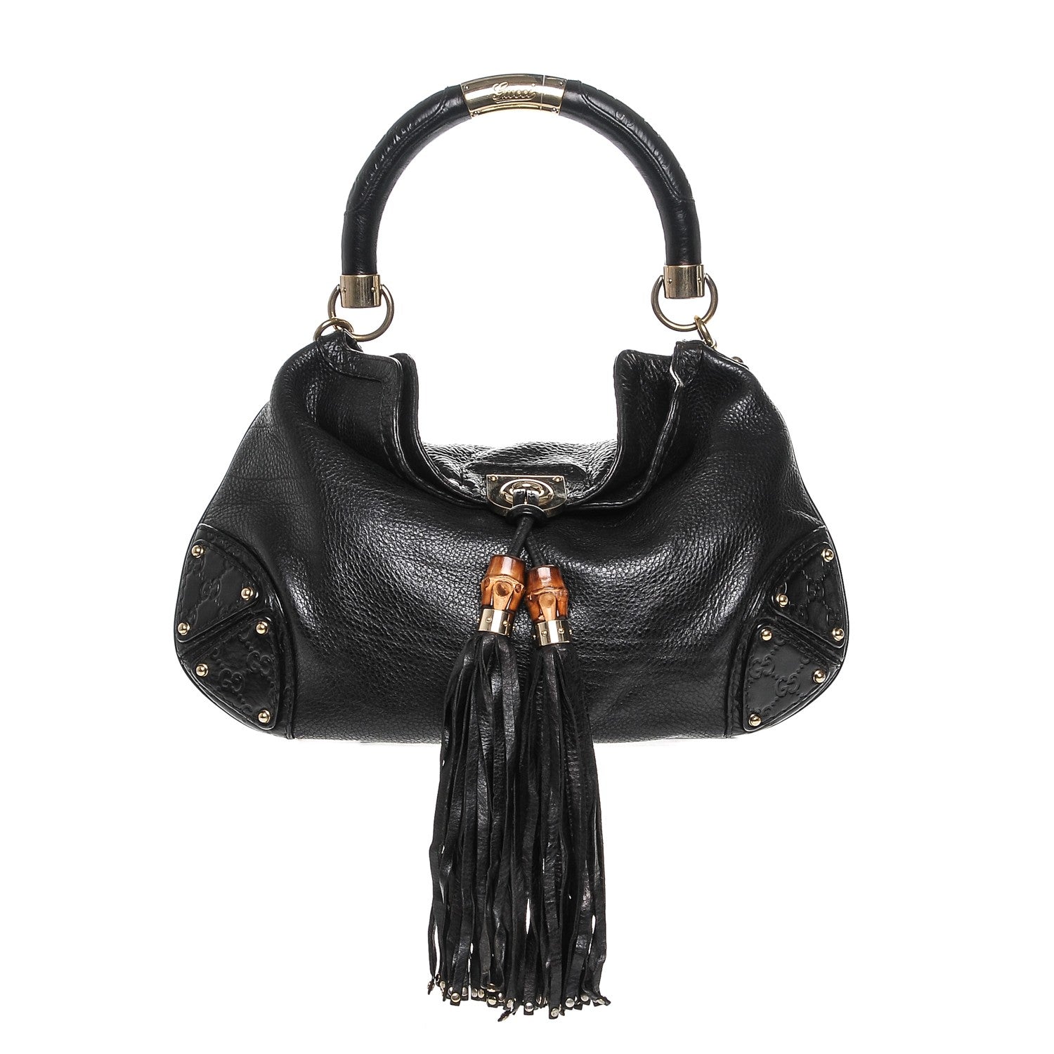 Gucci Calfskin Medium Indy Top Handle Hobo Black 1 of 6