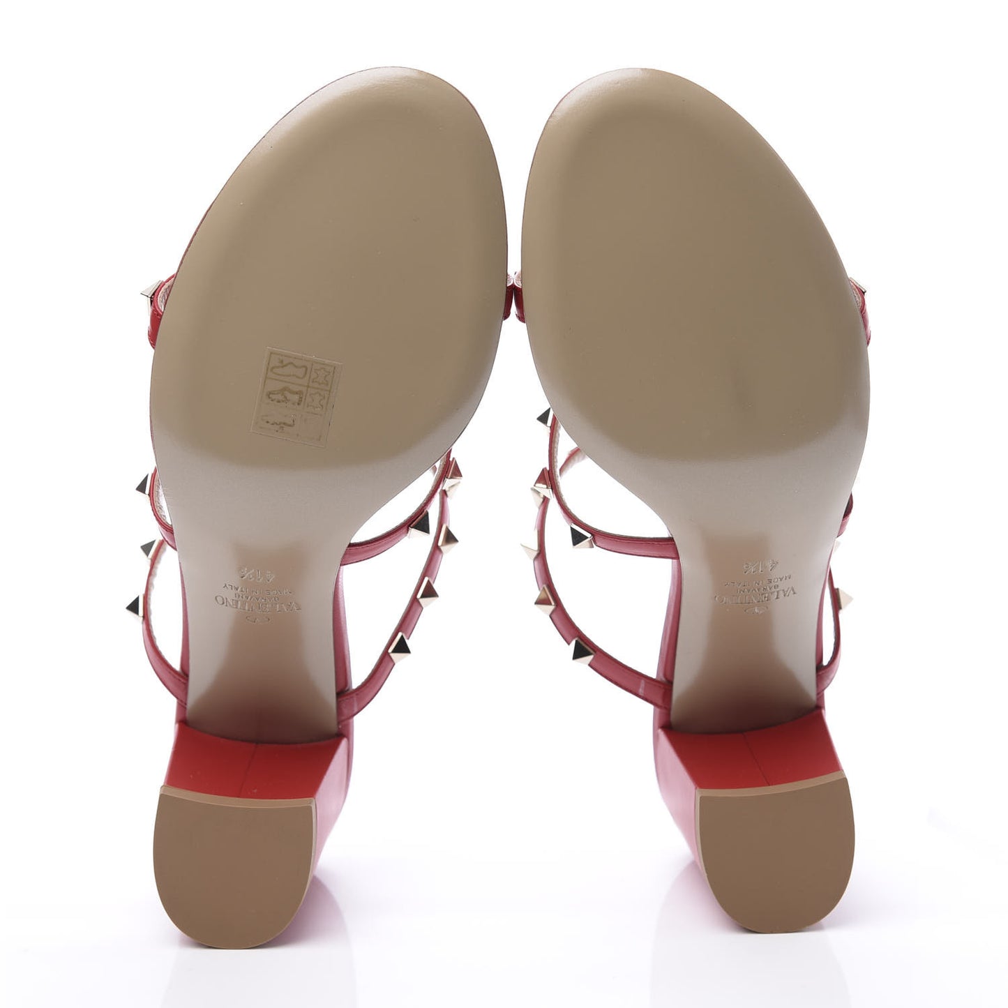 Calfskin Nappa Rockstud 60mm Caged Slide Sandals 41.5 Rouge Pur
