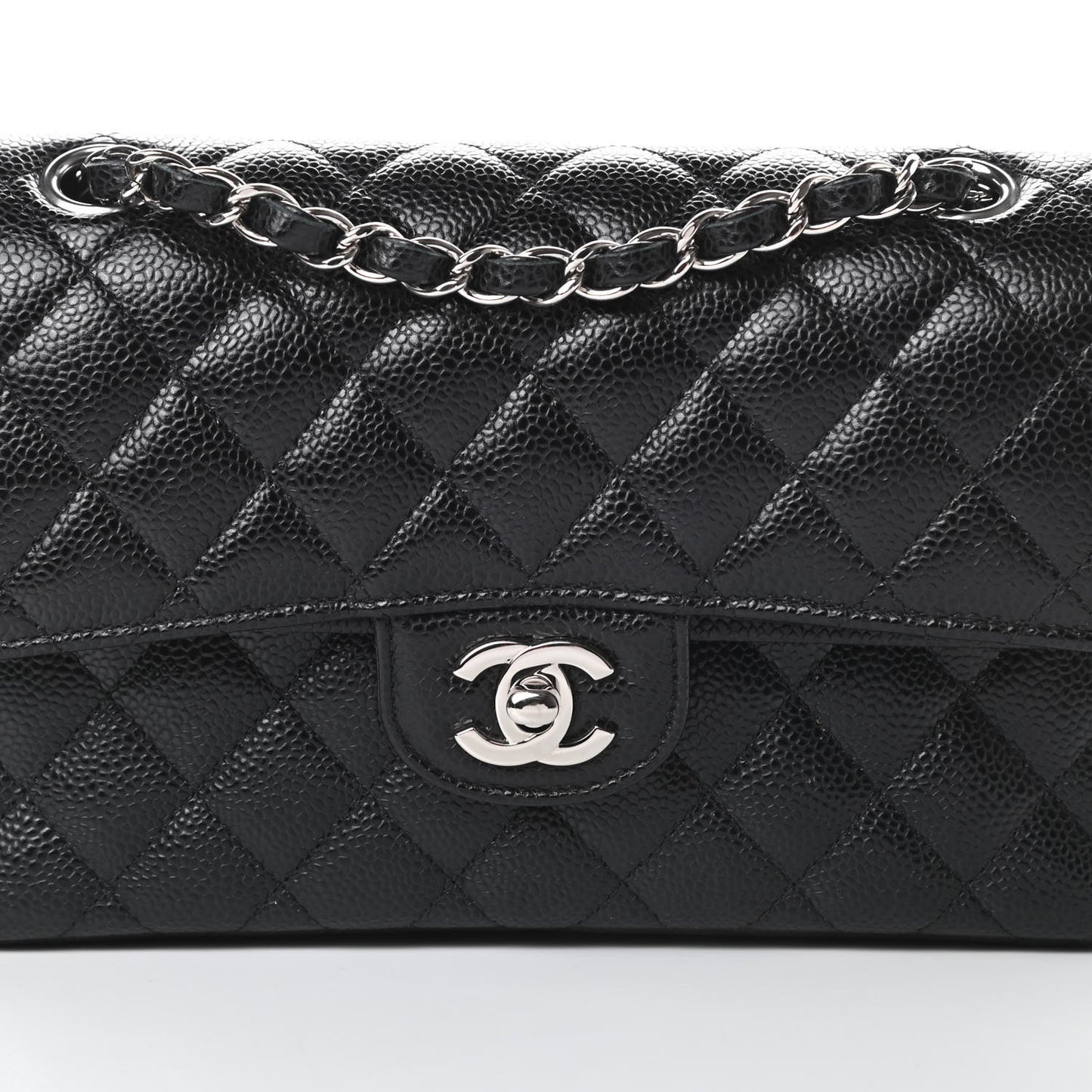 Caviar Quilted Small Double Flap Black