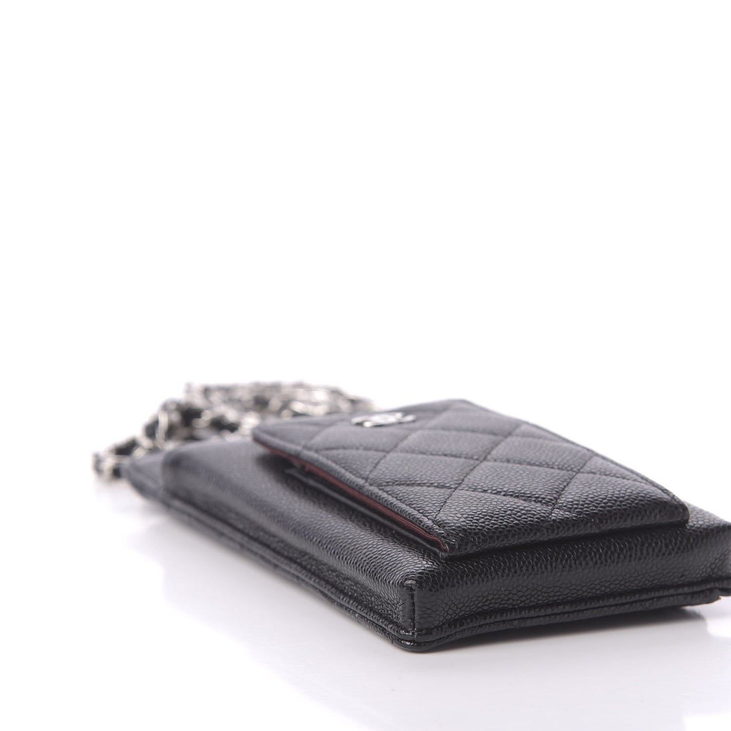 Caviar Quilted Zip Phone Case Black
