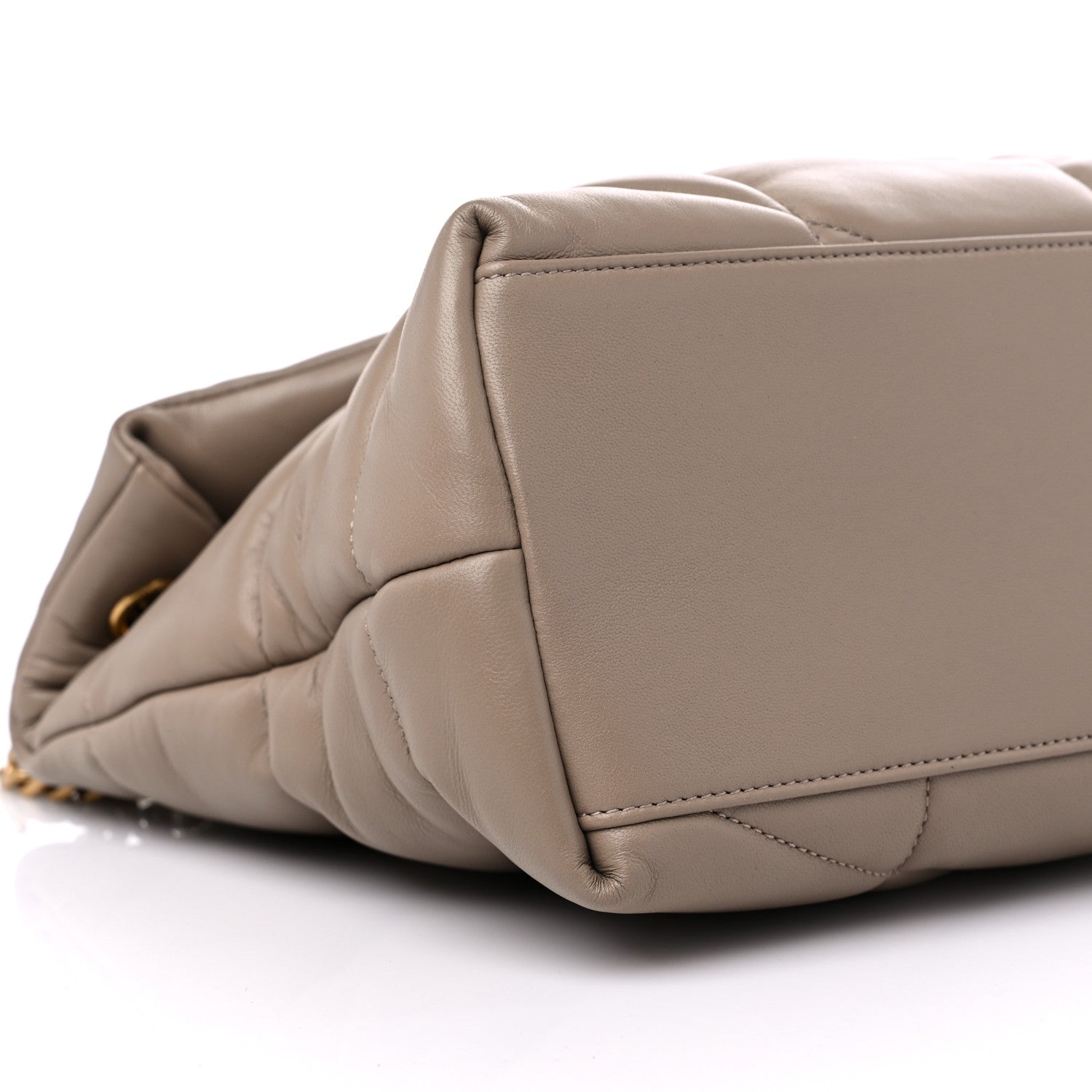 Saint Laurent Lambskin Quilted Medium Loulou Puffer Monogram Chain Satchel Dusty Grey 9 of 10