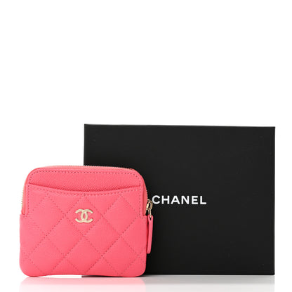 Chanel Caviar Quilted Zip Card Holder Wallet Pink 11 of 11