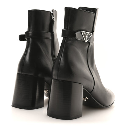 Prada Vitello Triangle Logo Ankle Boots 38 Black 5 of 7