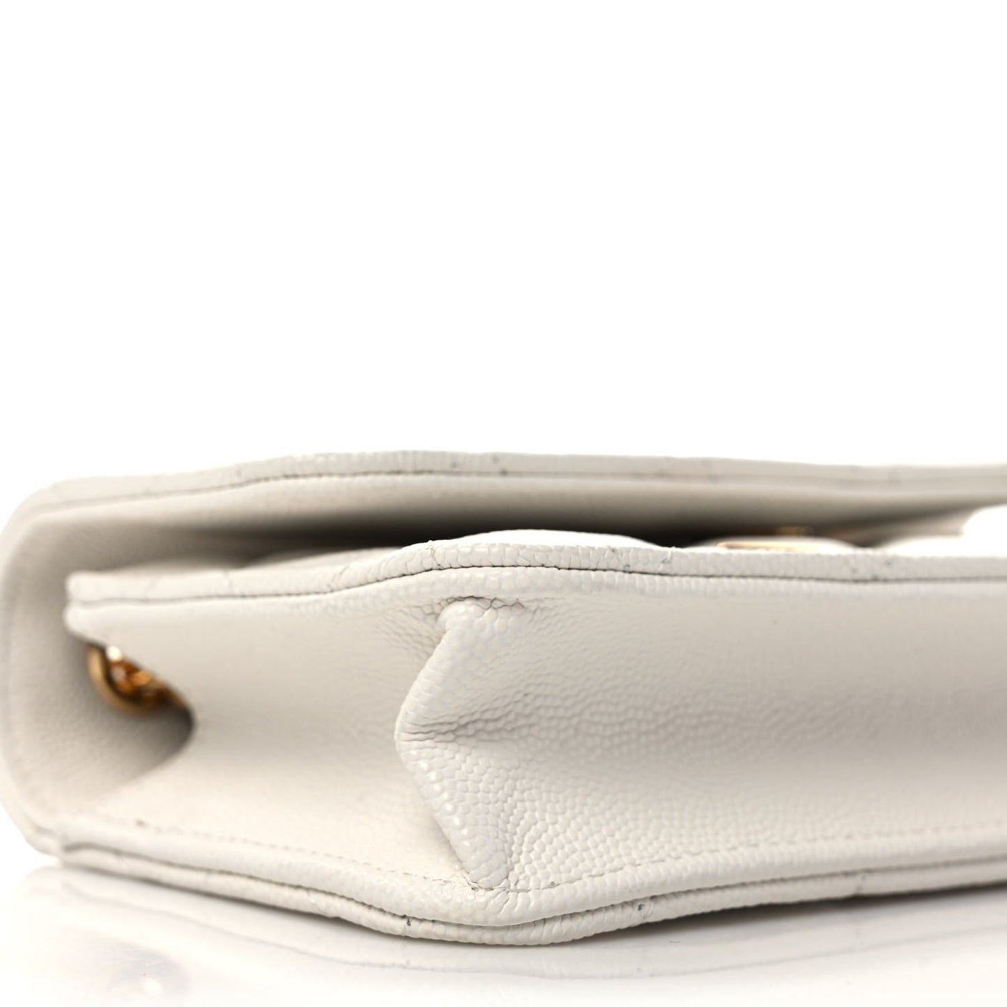 Caviar Quilted Enamel Coco Casino Flap Phone Holder With Chain White