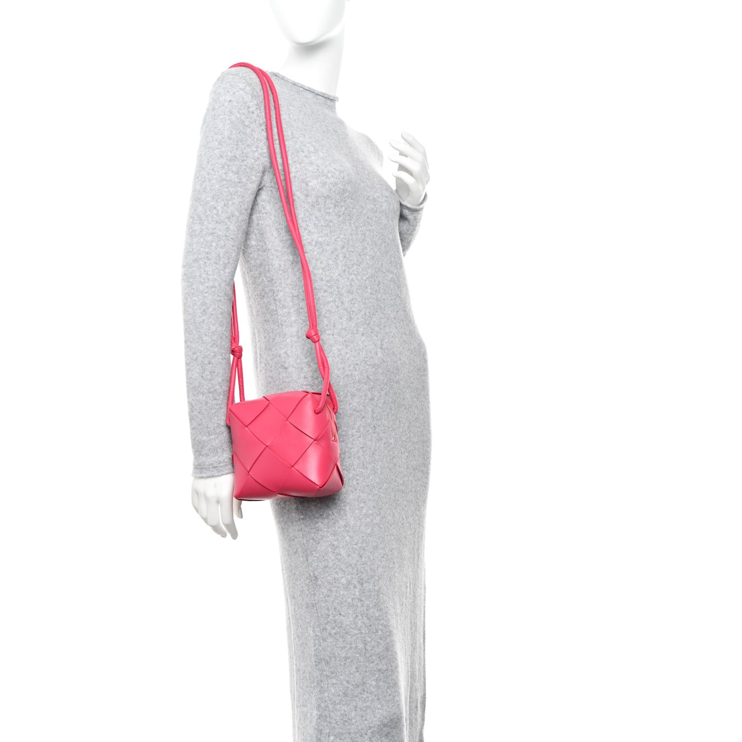 Lambskin Maxi Intrecciato Mini Cassette Camera Bag Cranberry