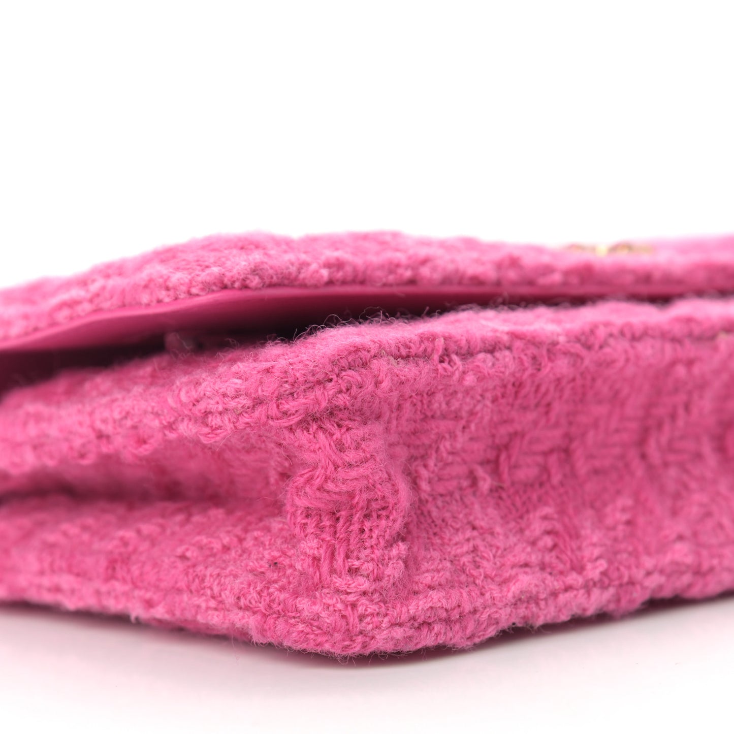 Wool Tweed Lambskin Quilted Chanel 19 Wallet On Chain WOC and Coin Purse Fuchsia
