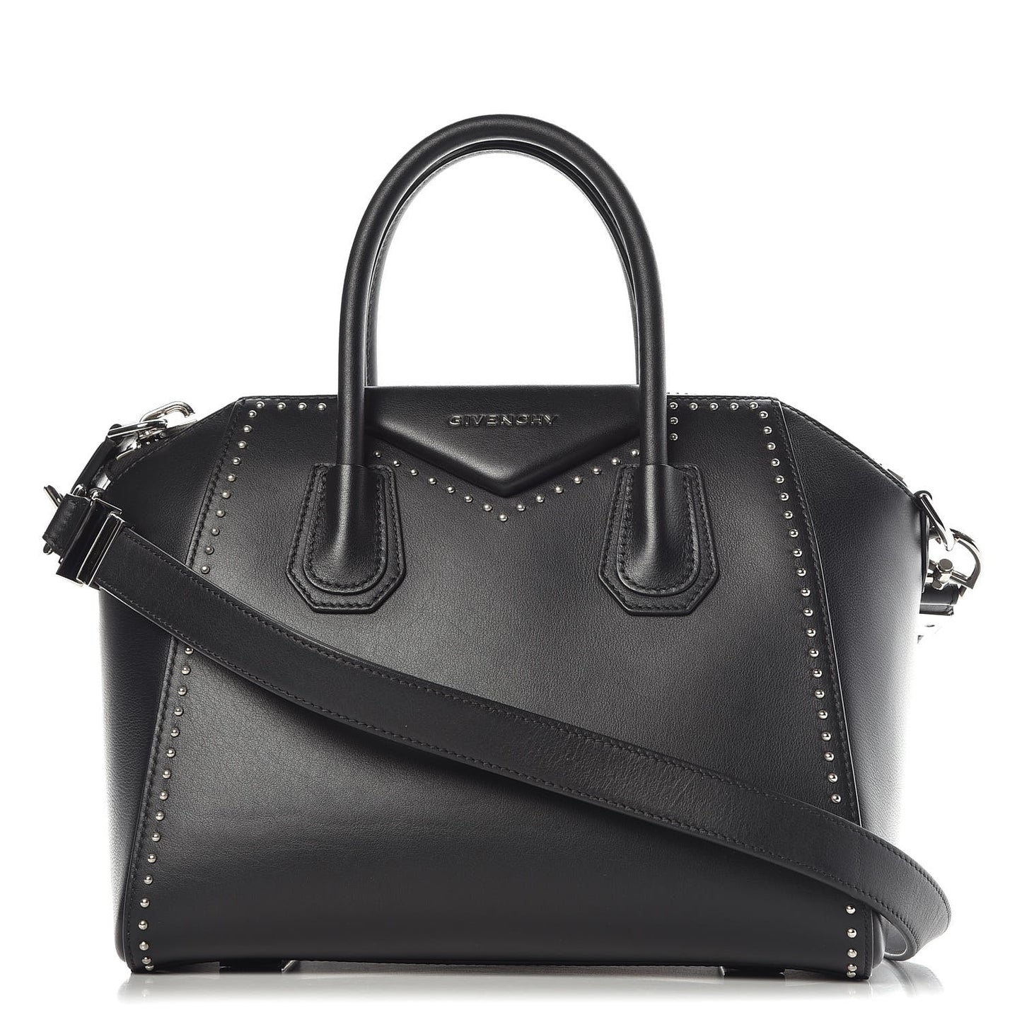 Calfskin Small Studded Antigona Black