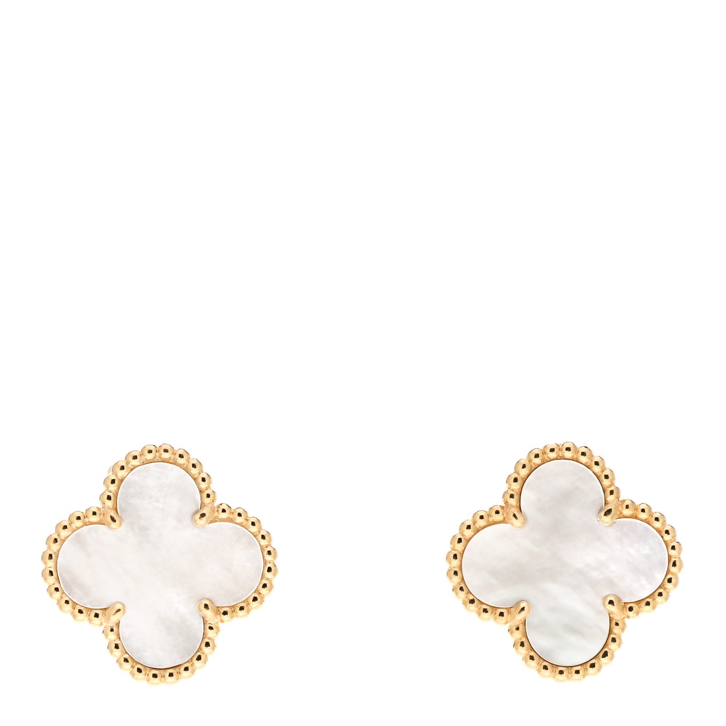 18K Yellow Gold Mother of Pearl Vintage Alhambra Earrings
