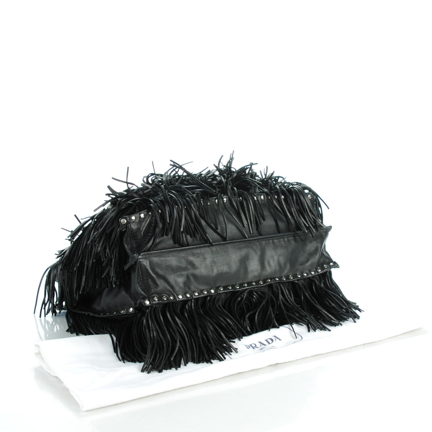 Prada Nappa Fringe Tote Nero Black 4 of 11