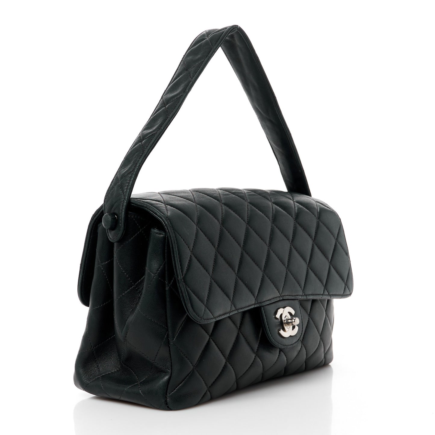 Lambskin Quilted Medium Double Sided Flap Black