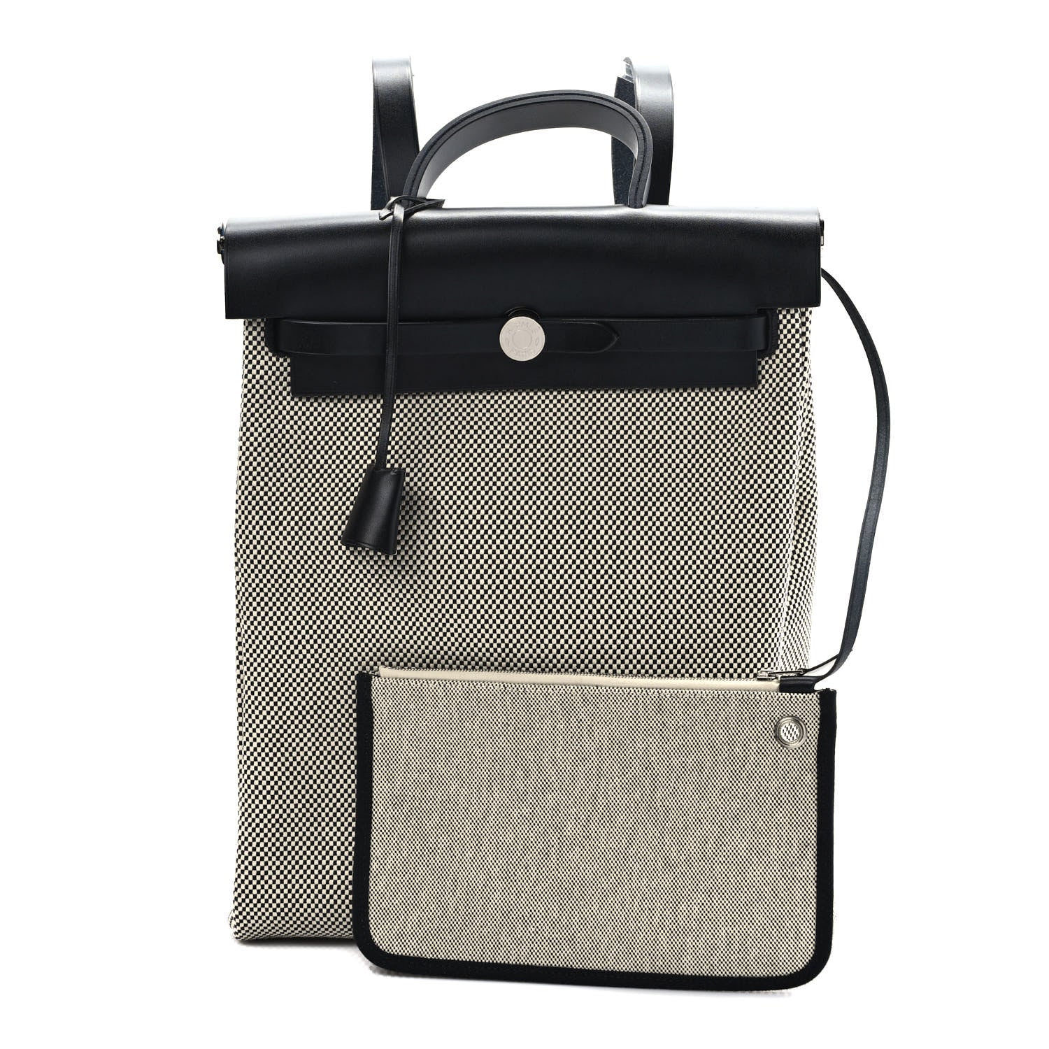 Hermes Criss Viking Vache Hunter Herbag a Dos Zip Retourne Backpack Ecru Black 1 of 8